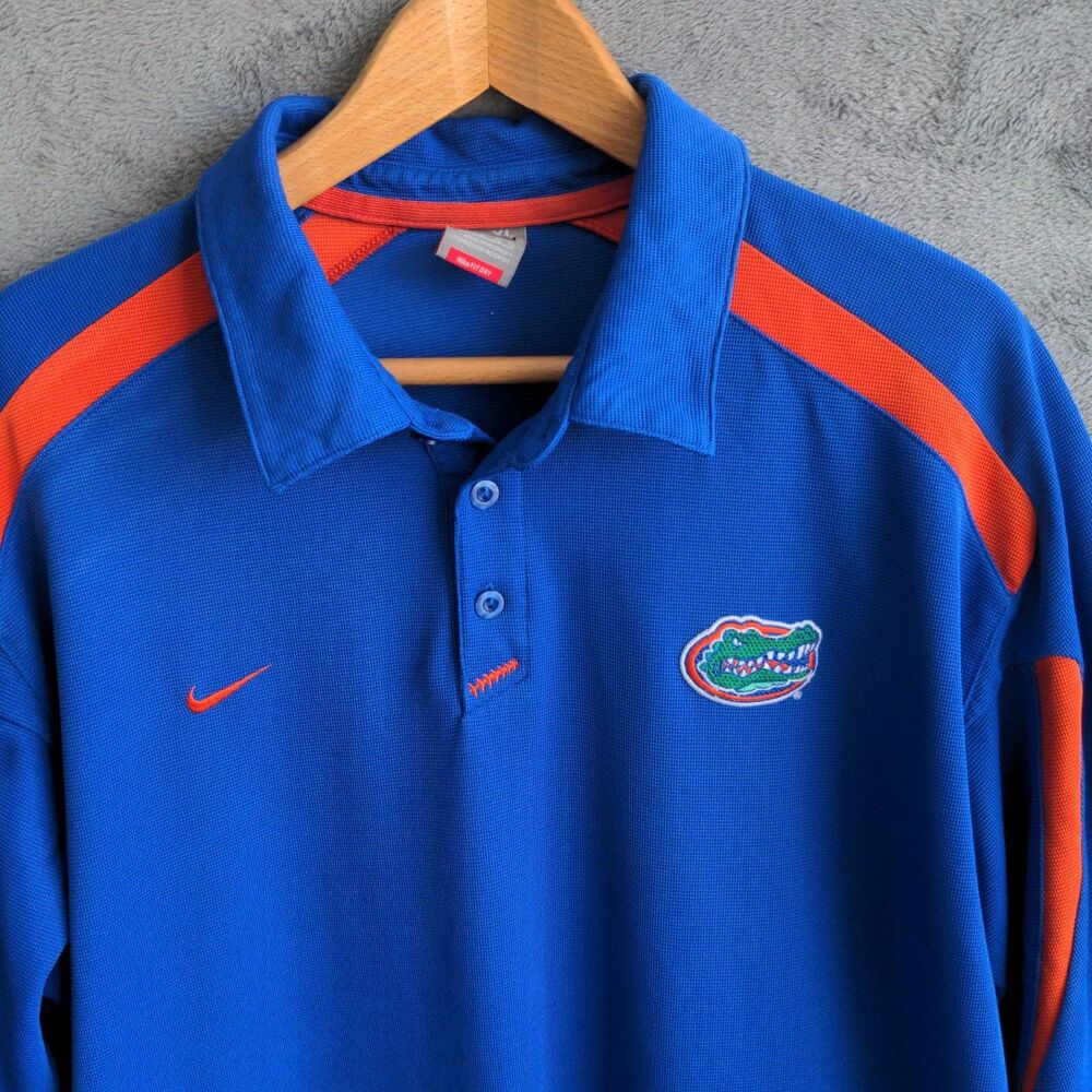 Florida Gators Nike Dri-FIT Polo Shirt Mens XL Blue Orange Golf NCAA Performance